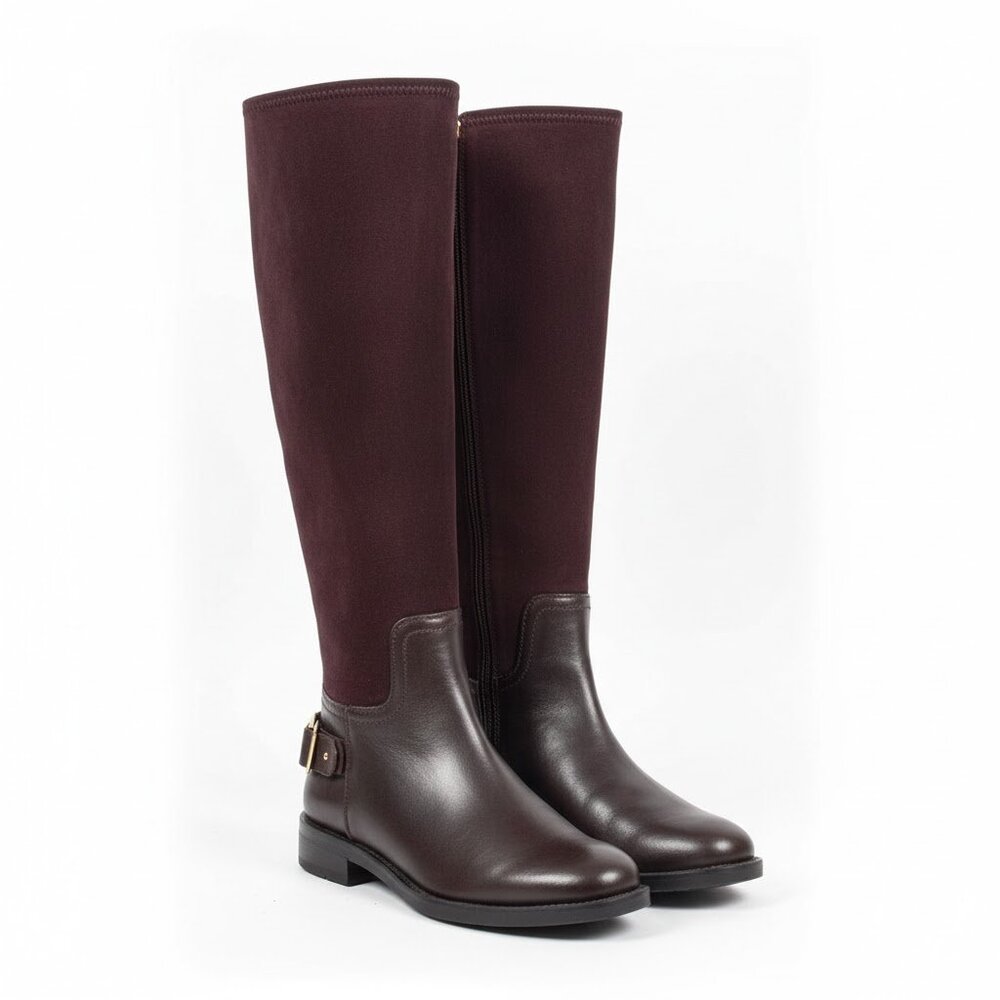 NWT Franco Sarto Merina Knee High Riding Boots Size 5 Wide Calf Burgundy Zip
